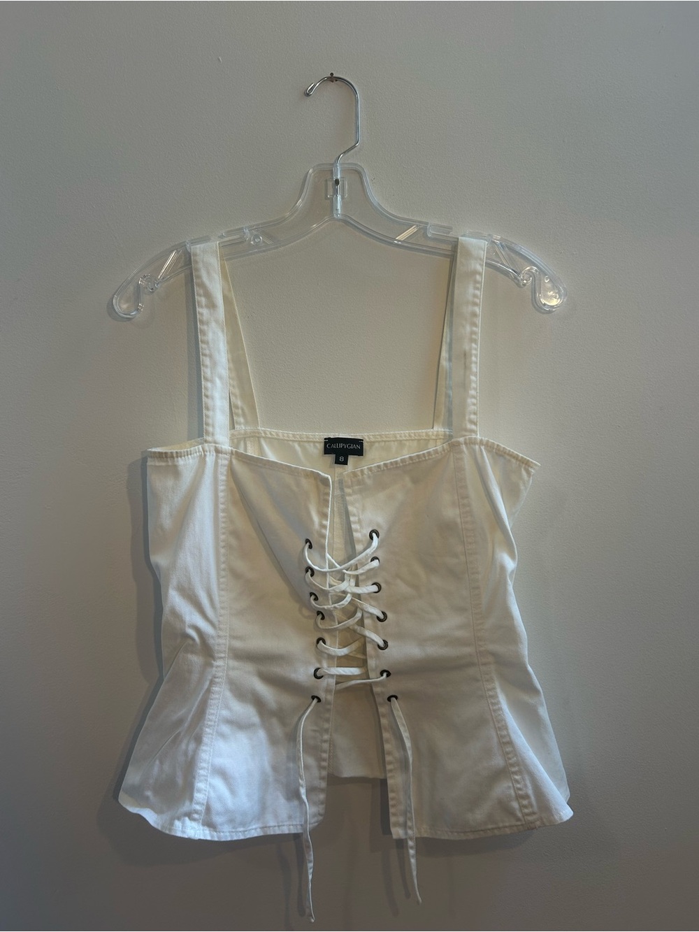 Callipygian White Front Lace-Up Corset Tank Top